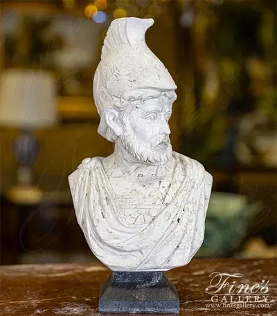 Italian Ivory Travertine Bust of Ajax 15 In.