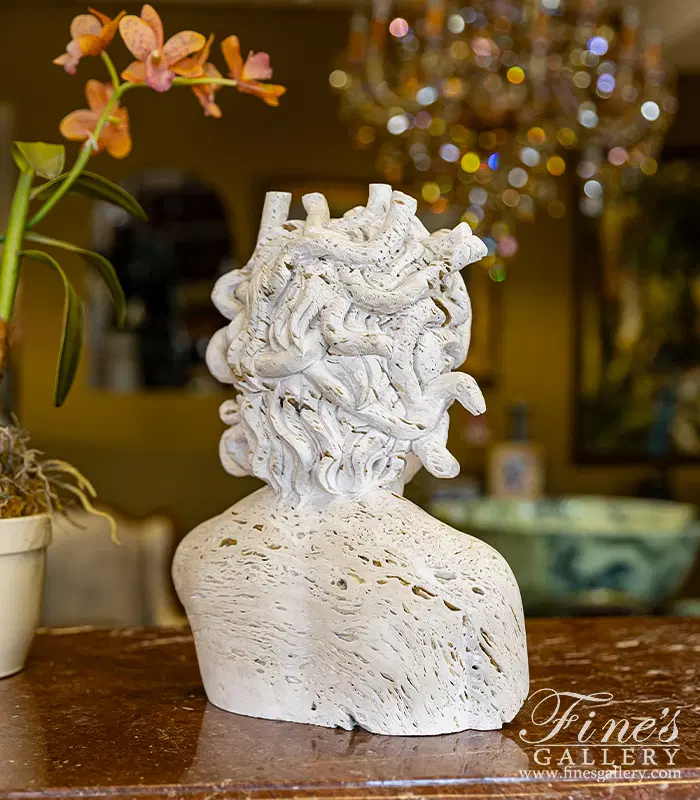 Marble Statues - Medusa Bust In Italian Ivory Travertine - MBT-471 ...