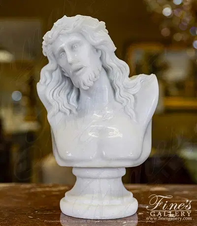 Jesus Christ Bust in Pure White Marble