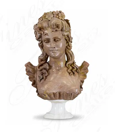 A Vintage Marble Bust of a 19th Century Noblewoman 