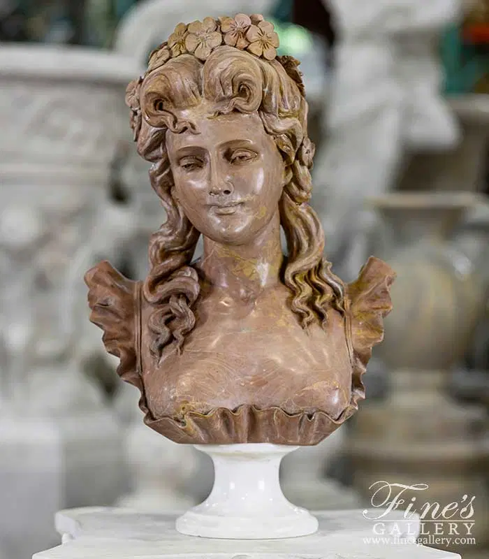 A Vintage Marble Bust of a 19th Century Noblewoman 