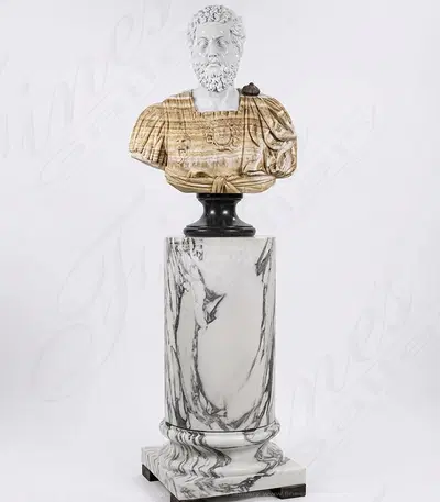 Roman Soldier Bust in Marble and Onyx