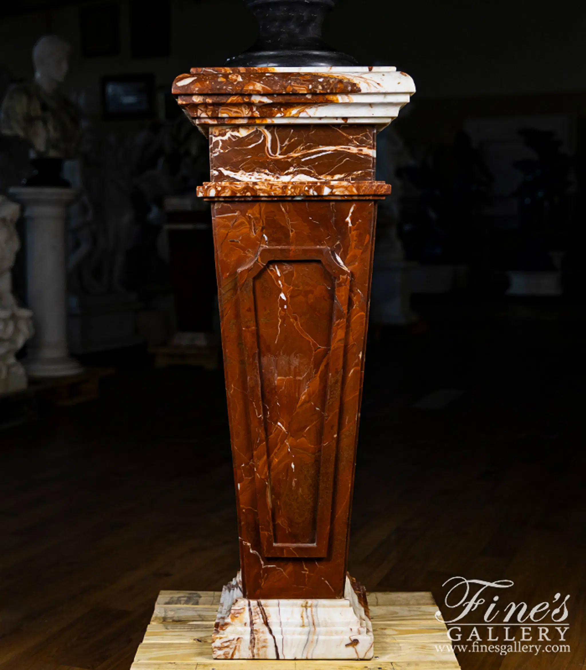 Belgium Red Marble Pedestal with Onyx Cap