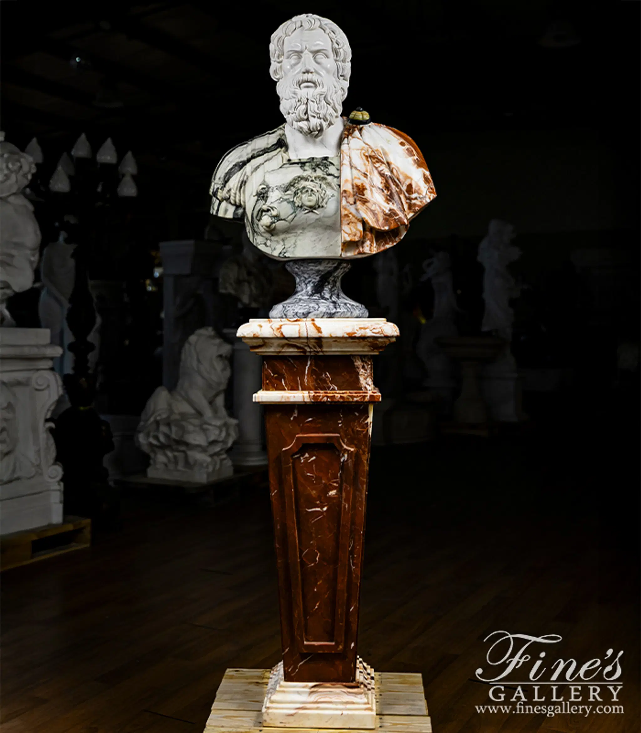 Arabascato Marble Bust of a Roman Soldier — Model MBT-517 — Hand-Crafted by Fine's Gallery