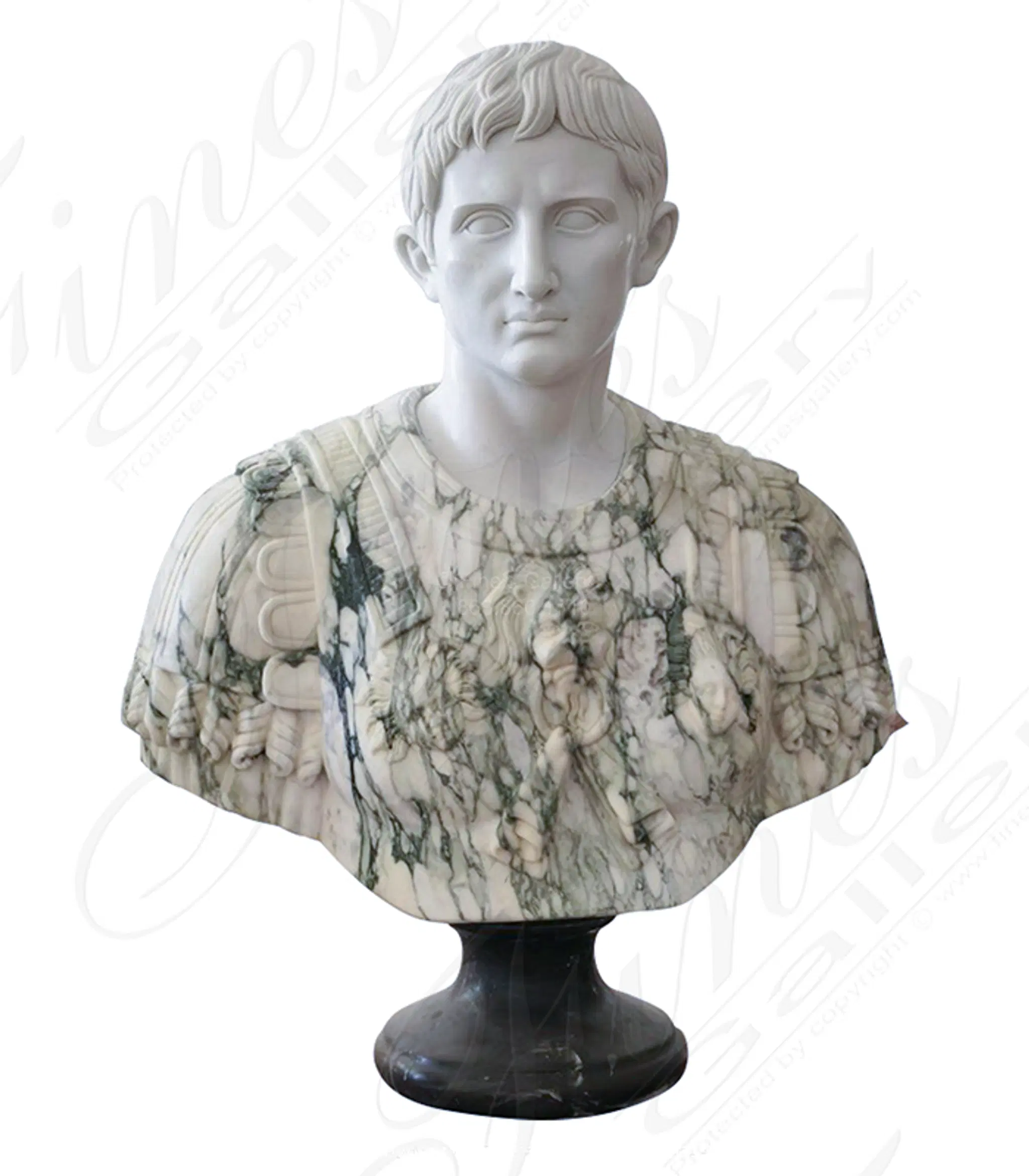 Augustus of Primaporta Bust in Statuary and Arabascato Marble
