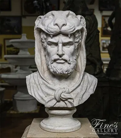 Heracles the Lion Slayer in Italian Ivory Travertine