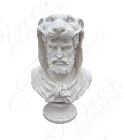 Heracles the Lion Slayer in Italian Ivory Travertine
