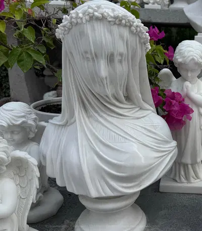 The Veiled Lady Bust in Statuary White Marble