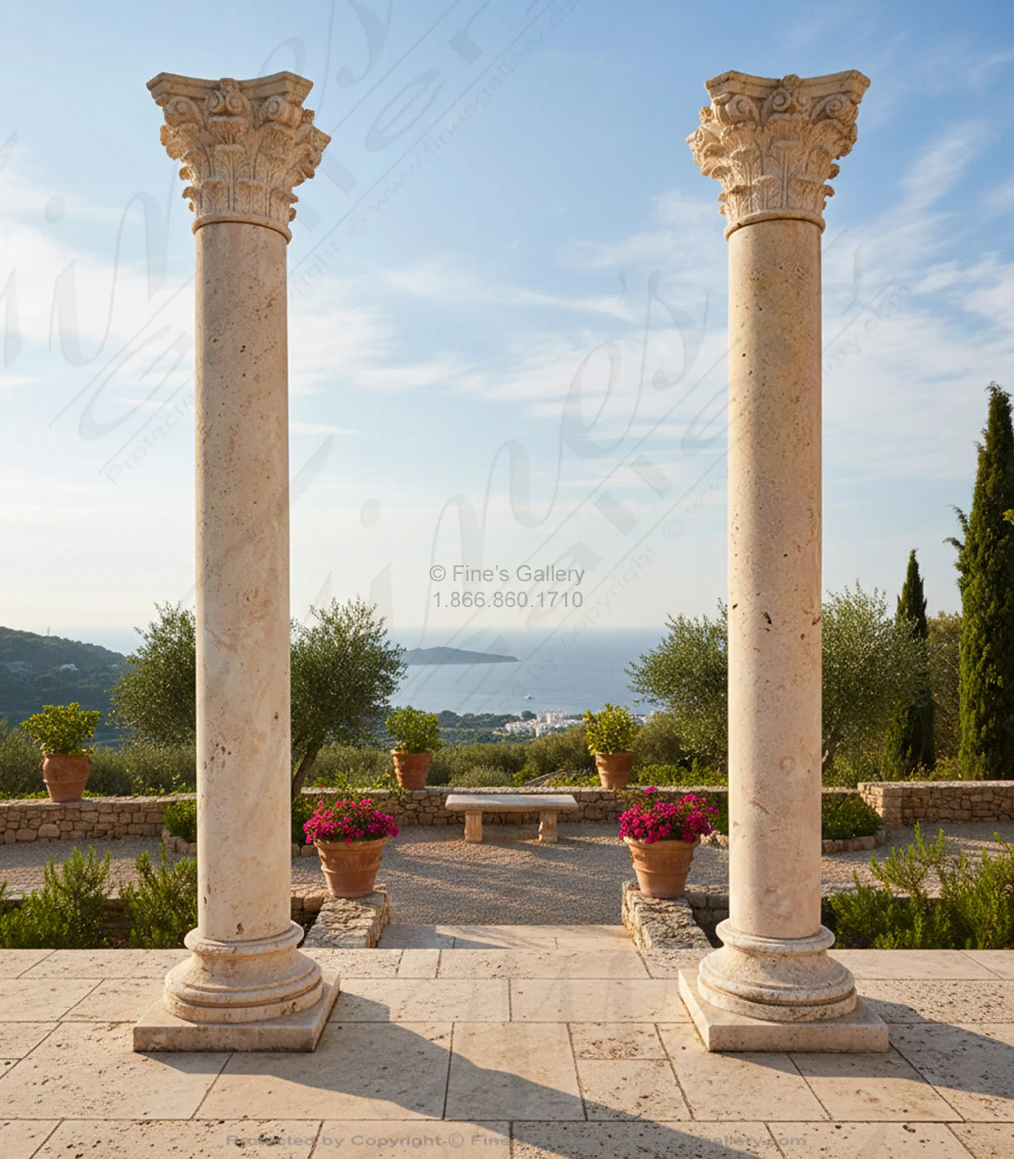 Corinthian Style Columns In Classic Light Travertine Marble