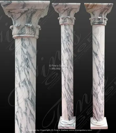Arabascato Marble Column Pair