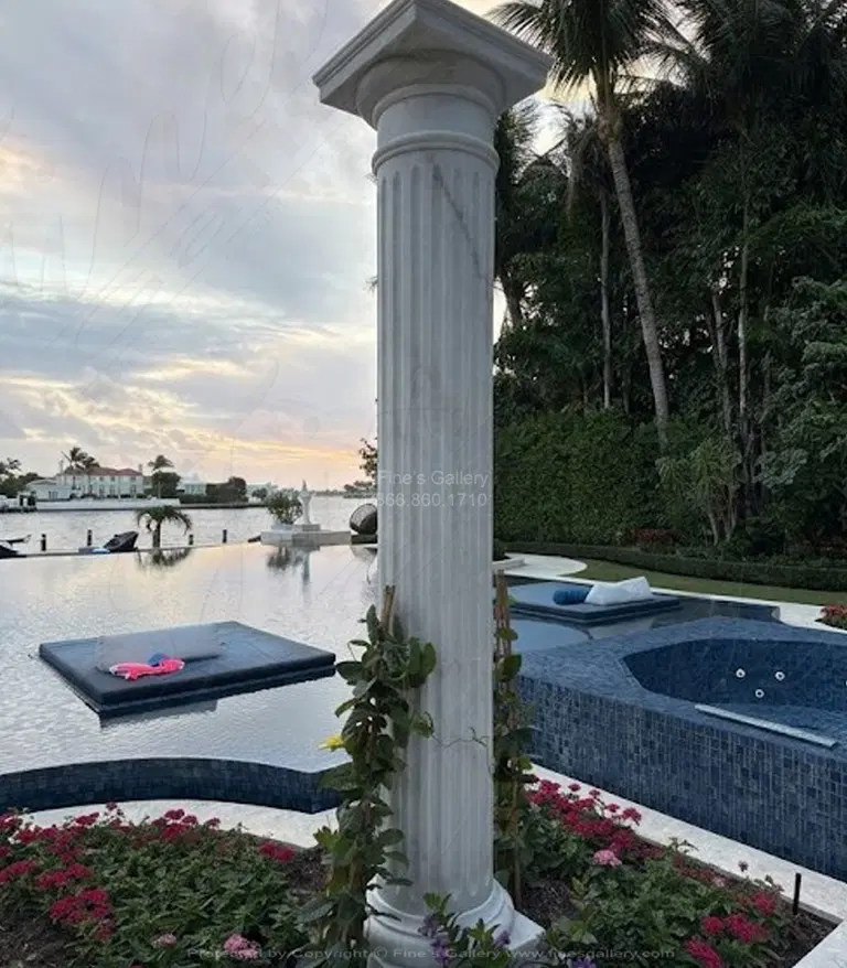 Doric Style Column in Statuary White Marble