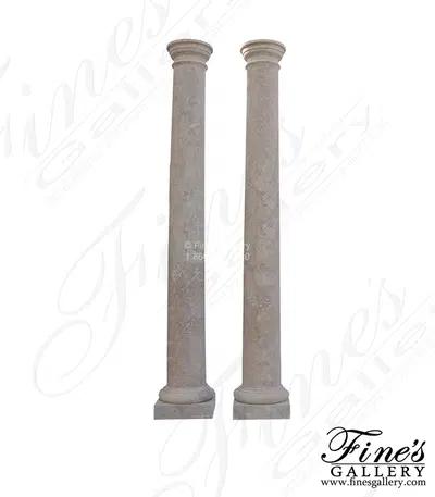 Tuscan Style Columns in Classic Light Travertine, Honed and Filled
