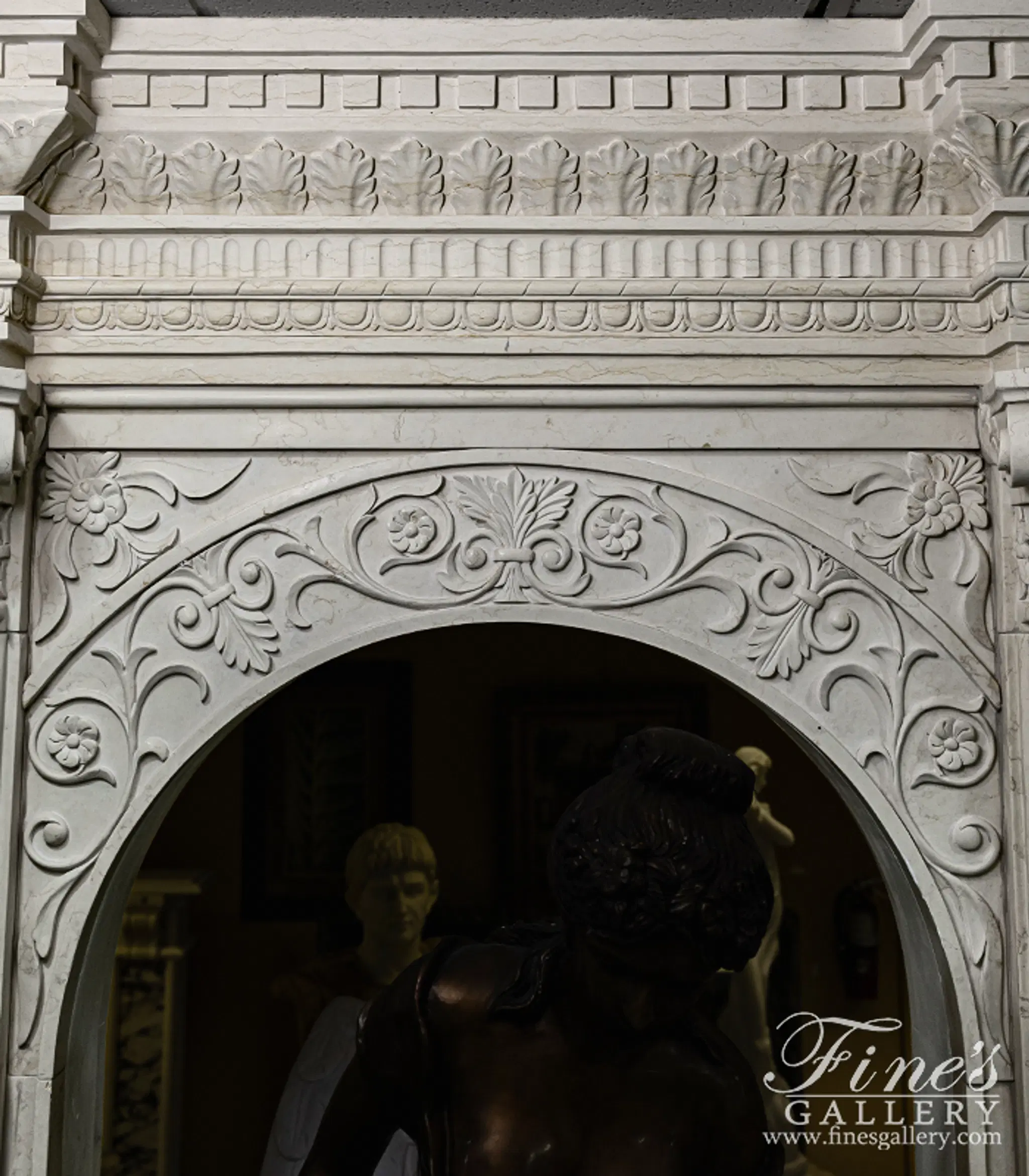 Dental, Egg and Dark, Acanthus Crown Molding in Cream Limestone ( Honed ) — Model MTM-010 — detail view 5