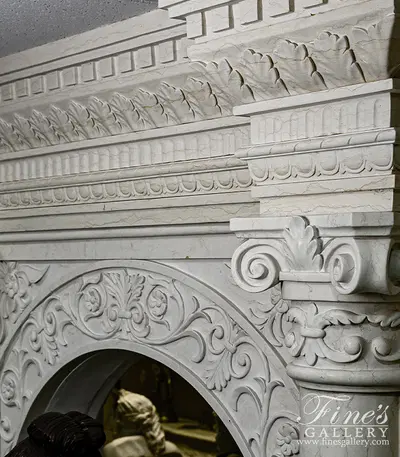 Dental, Egg and Dark, Acanthus Crown Molding in Cream Limestone ( Honed )