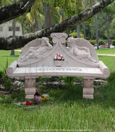 Marble Memorial Bench and Planter