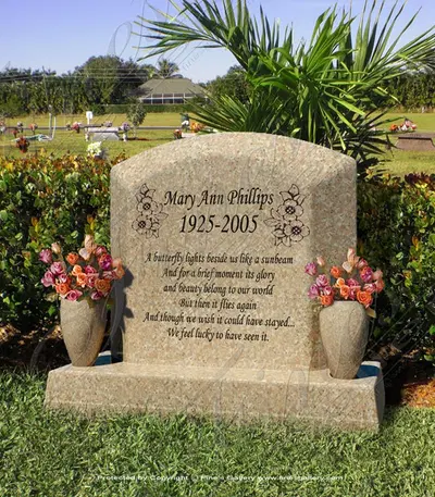 Granite Memorial with Planters