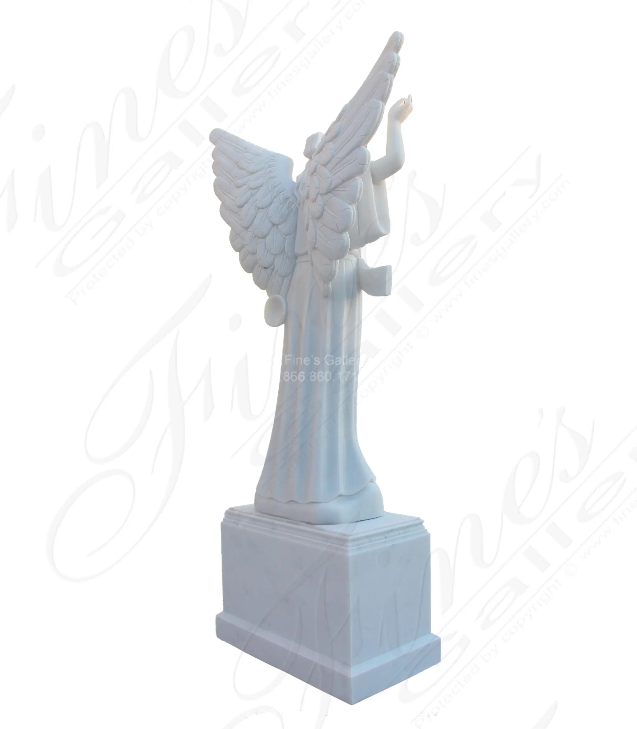 Angel with Trumpet Marble Monument — Model MEM-334 — detail view 2