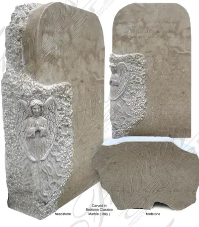 Botticino Classico Marble Headstone 