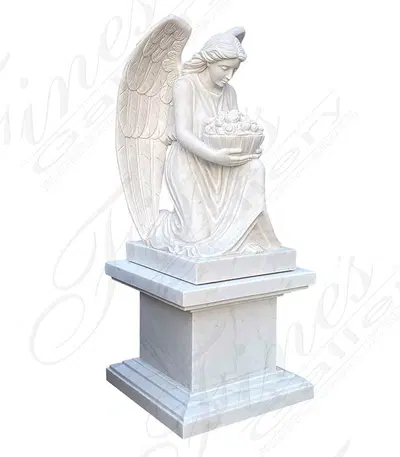 Kneeling Angel Marble Memorial Monument
