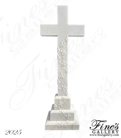 Marble Cross with Dogwood Tree Flowers