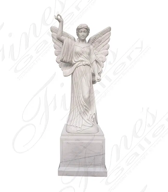 Angel W/Trumpet Monument in Statuary Marble