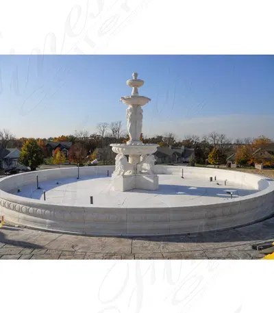 Monumental White Marble Fountain
