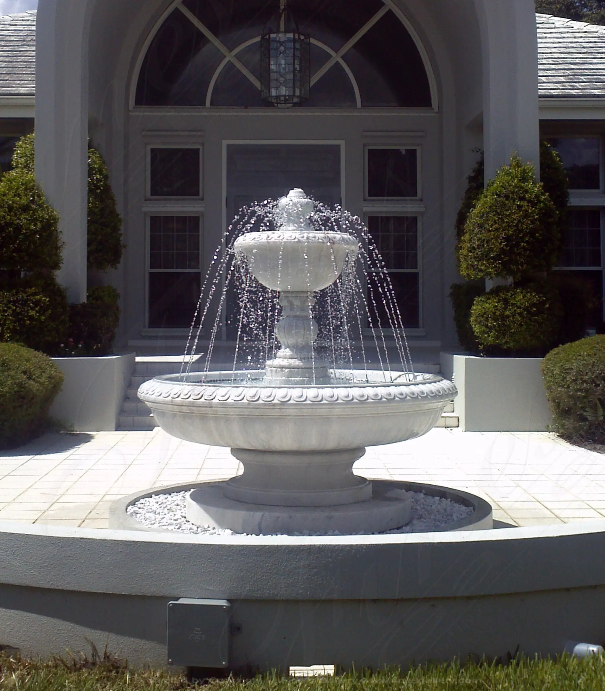 Oversized Single Tier Fountain in Statuary Marble — Model MF-1320 — Hand-Crafted by Fine's Gallery