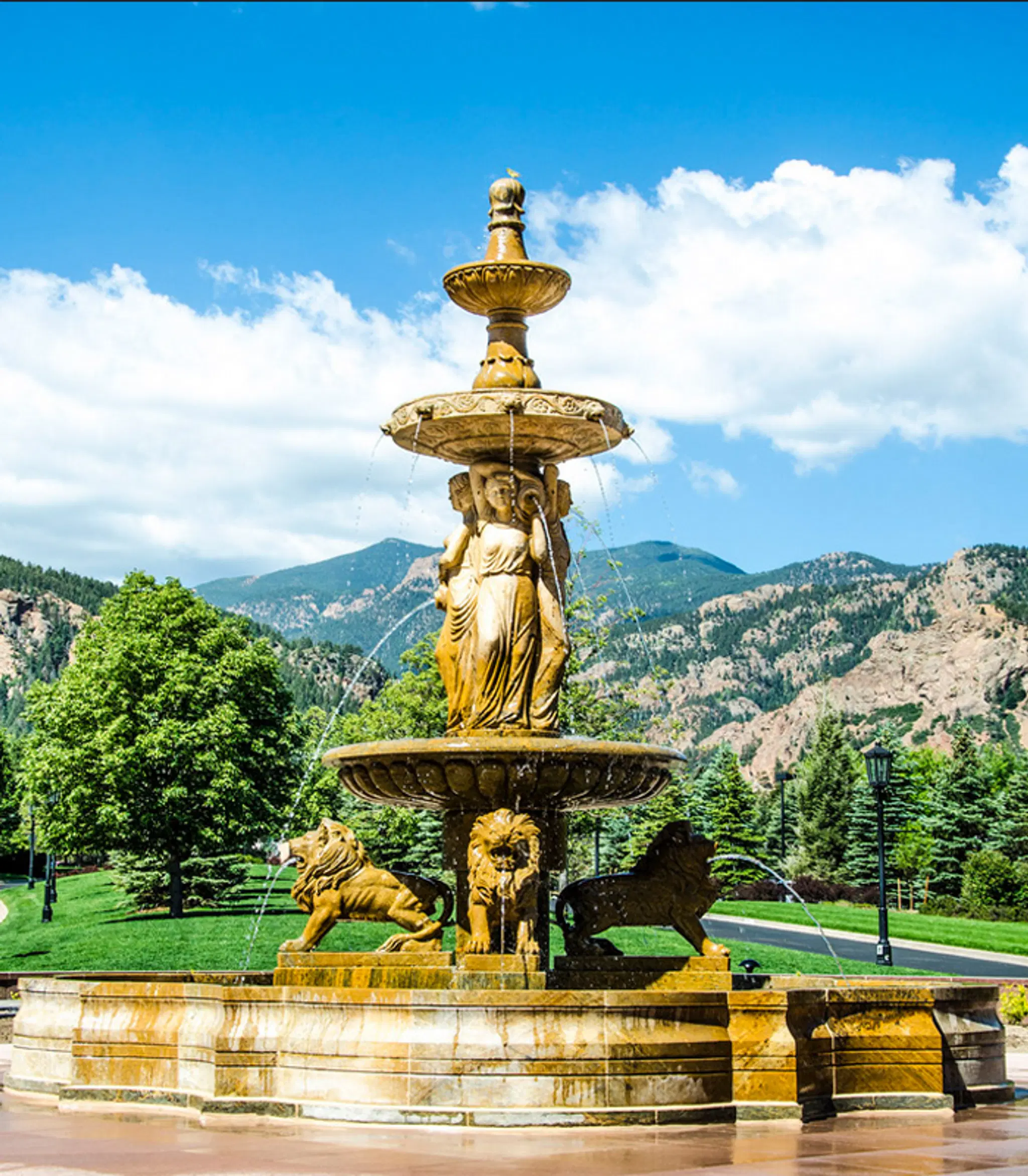 Monumental Granite Ladies and Lions Fountain — Model MF-1339 — Hand-Crafted by Fine's Gallery