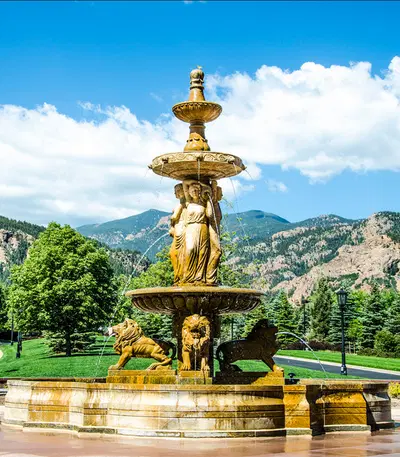 Monumental Granite Ladies and Lions Fountain