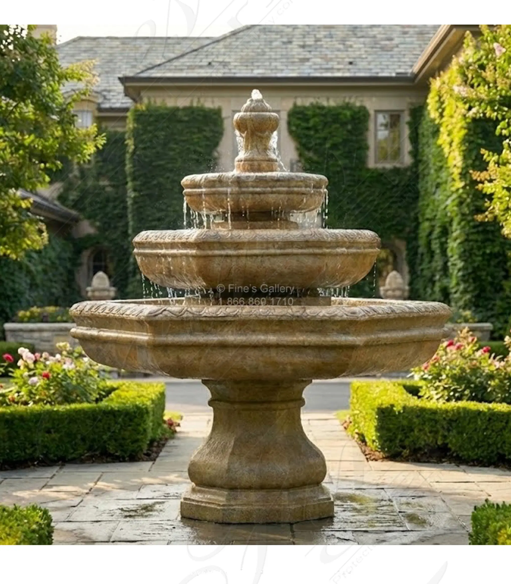 3 Tiered Granite Hexagon Fountain