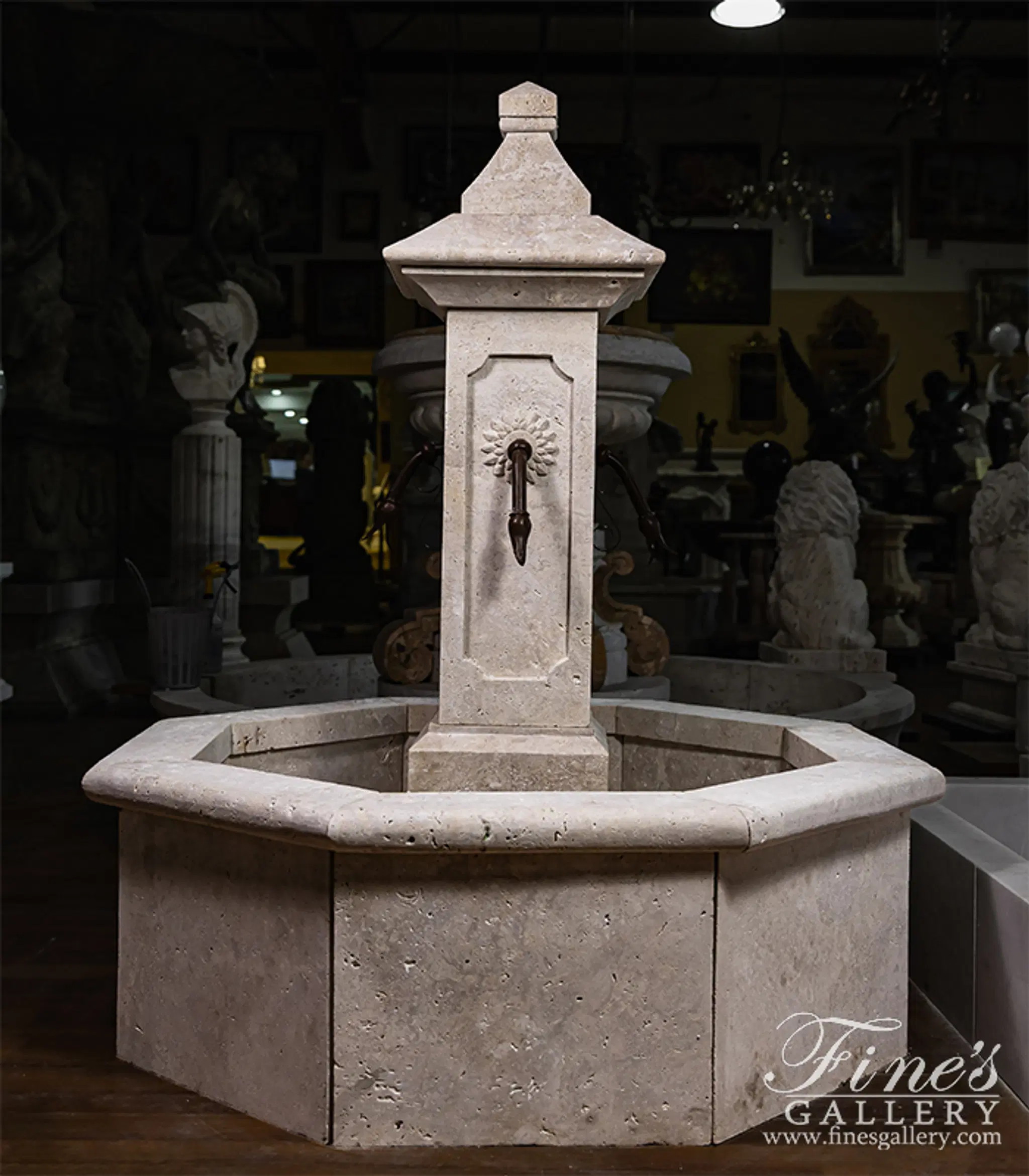 French Countryside Fountain in Classic Light Travertine — Model MF-1515 — detail view 2