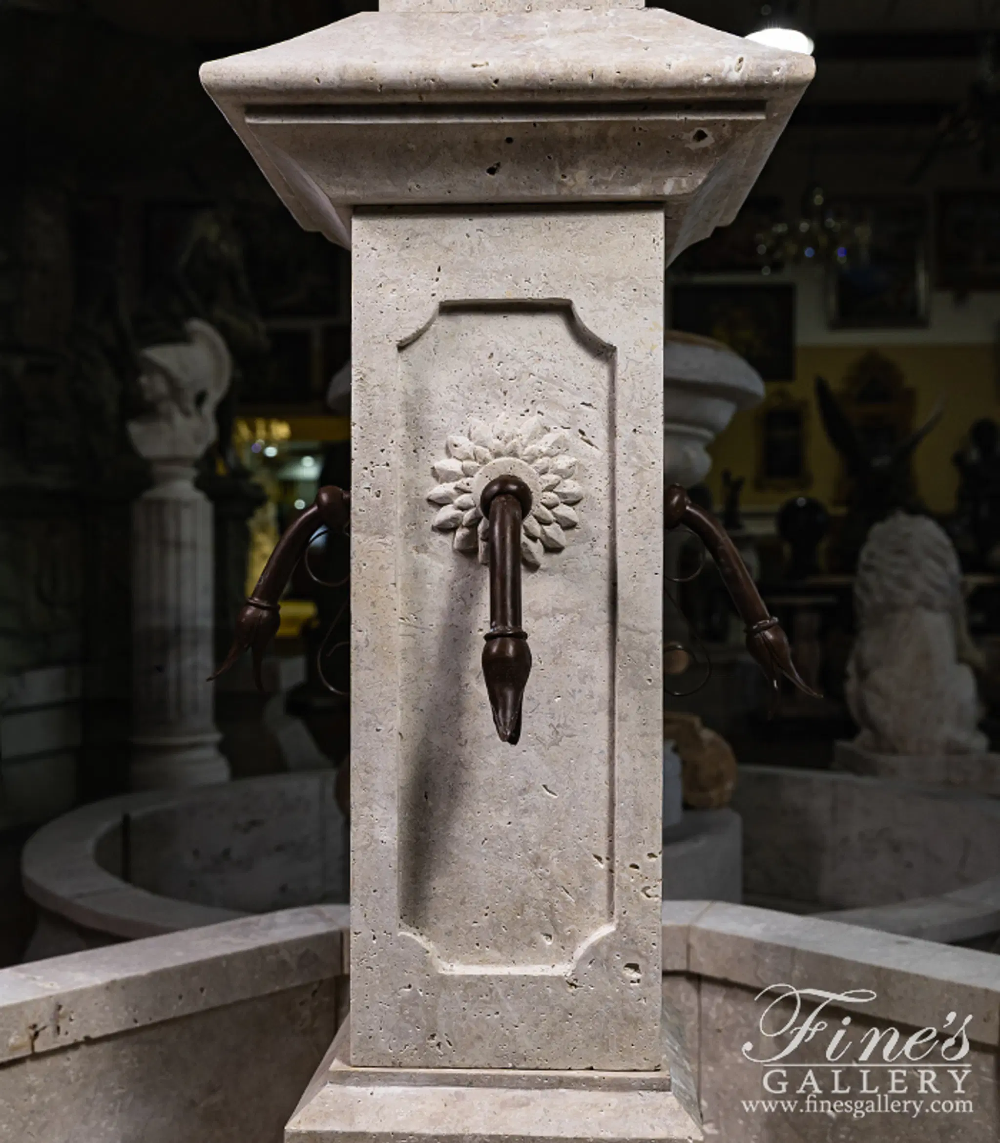 French Countryside Fountain in Classic Light Travertine — Model MF-1515 — detail view 7