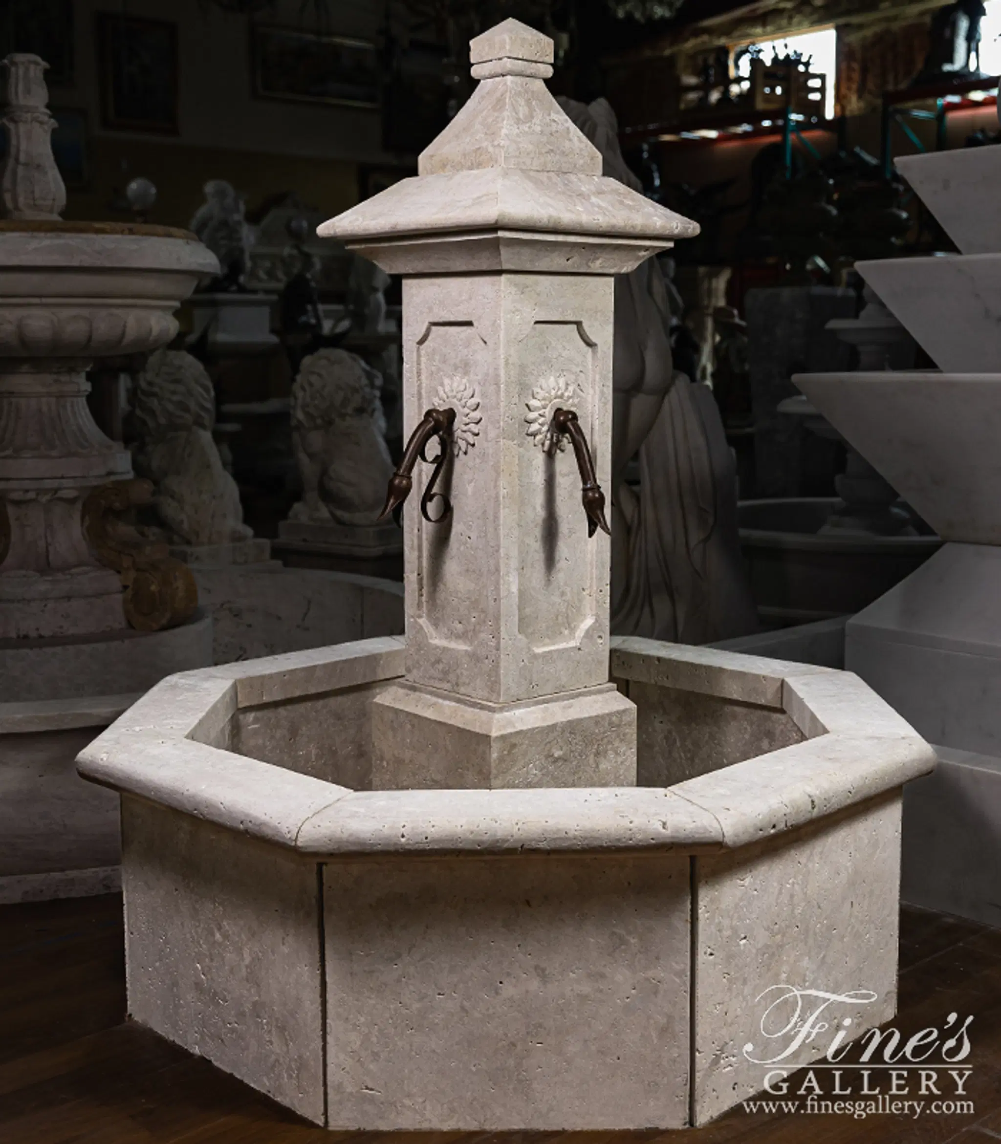 French Countryside Fountain in Classic Light Travertine — Model MF-1515 — detail view 3