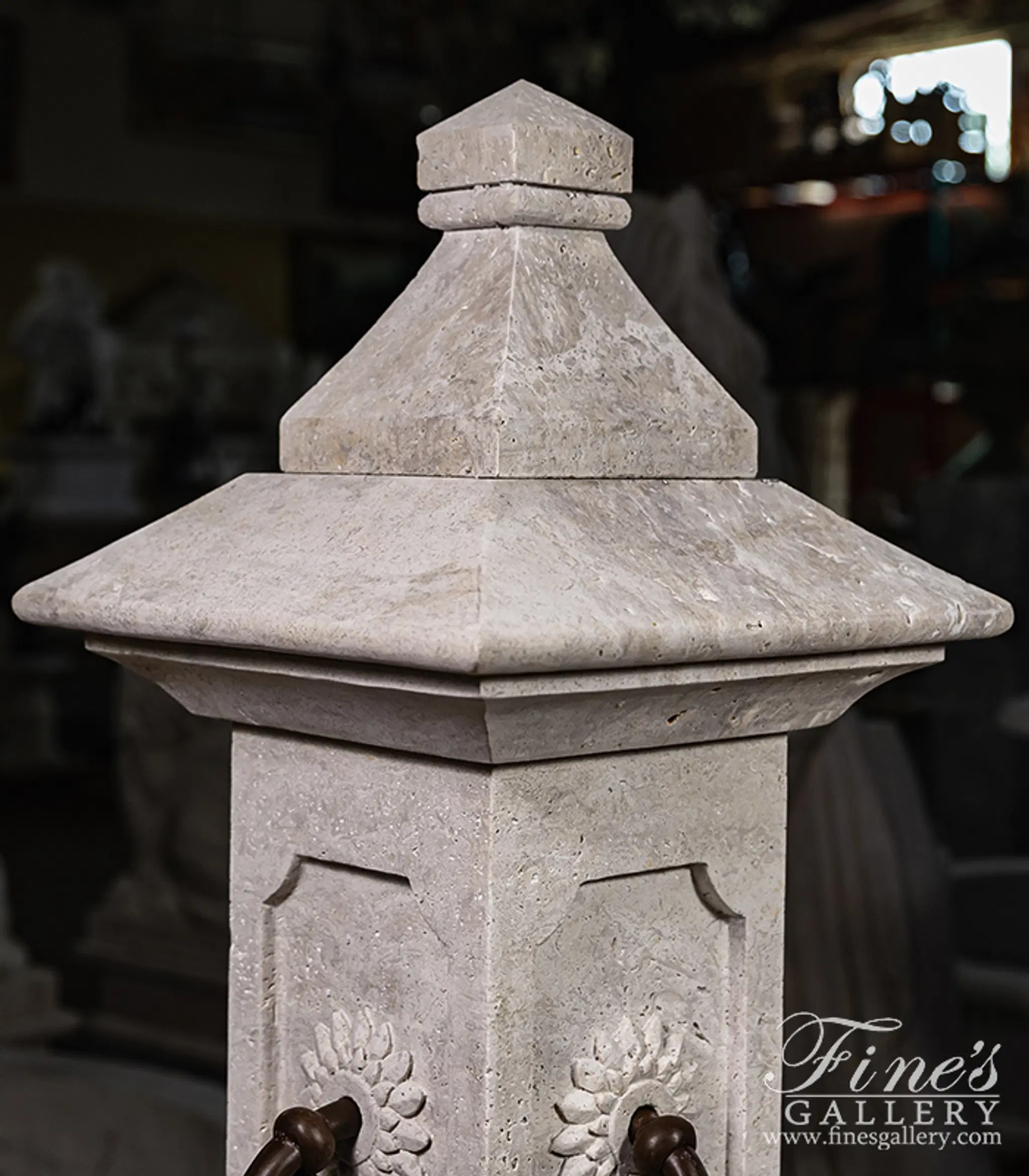 French Countryside Fountain in Classic Light Travertine — Model MF-1515 — detail view 4
