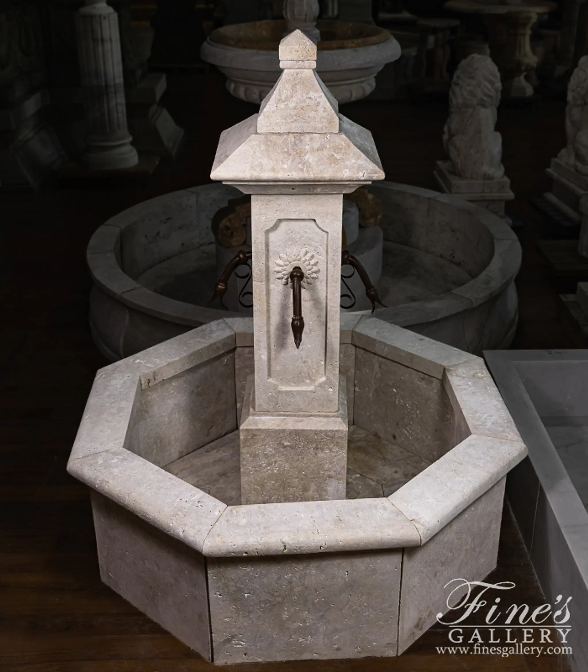 French Countryside Fountain in Classic Light Travertine — Model MF-1515 — detail view 5