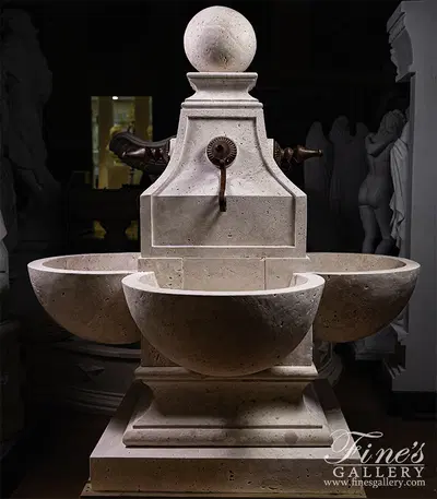 French Style Fountain in Light Travertine