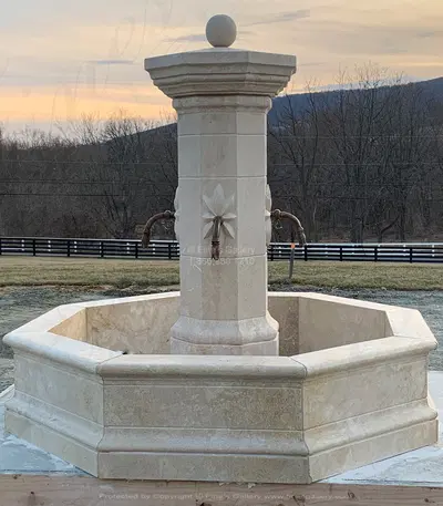 French Countryside Travertine Fountain