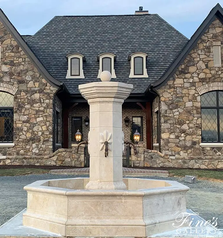 French Countryside Travertine Fountain