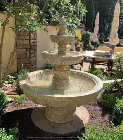 Three Tiered Granite Garden Fountain