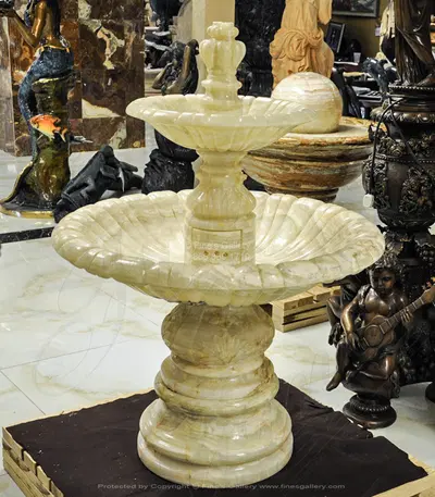 Tiered Fountain in White Onyx
