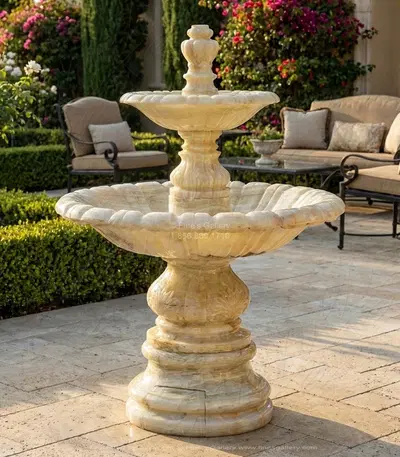 Tiered Fountain in White Onyx
