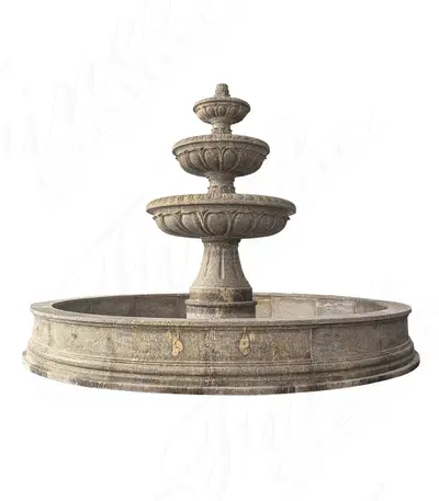 Oversized Three Tiered Fountain in Solid Granite