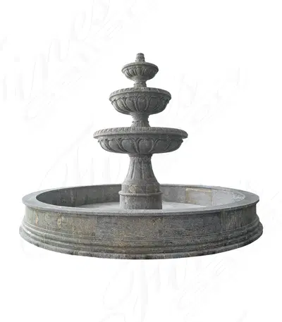 Oversized Three Tiered Fountain in Solid Granite