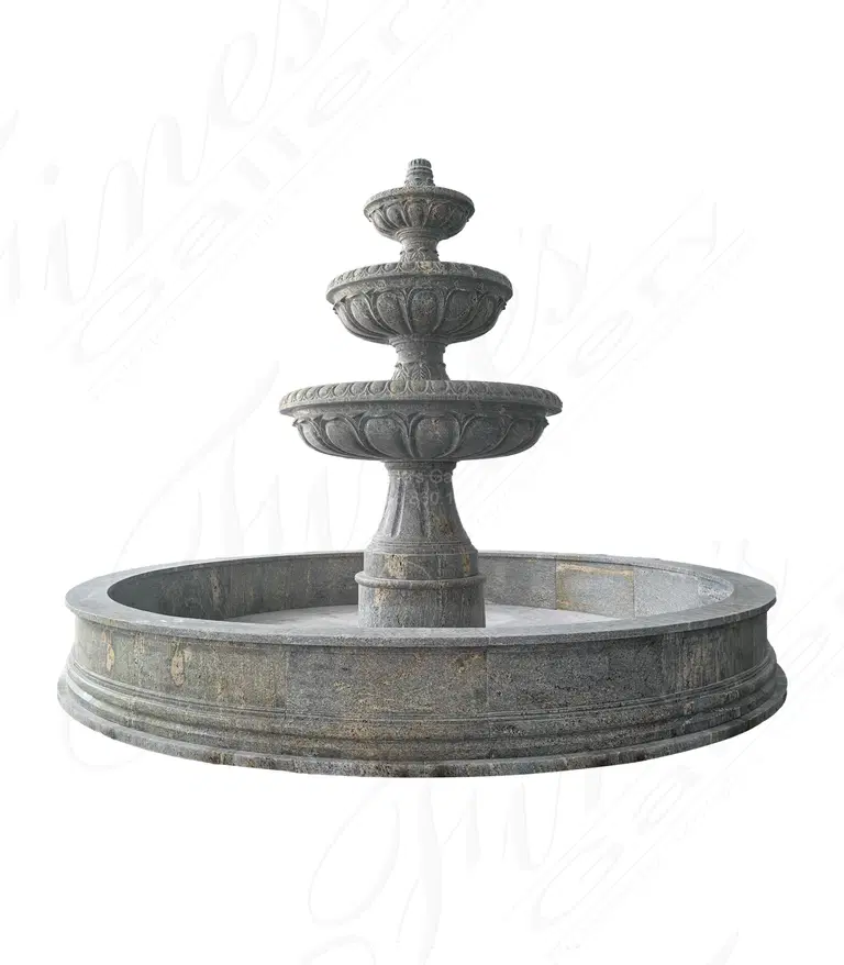 Oversized Three Tiered Fountain in Solid Granite