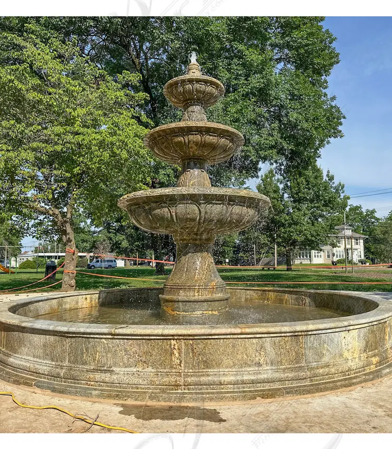 Oversized Three Tiered Fountain in Solid Granite