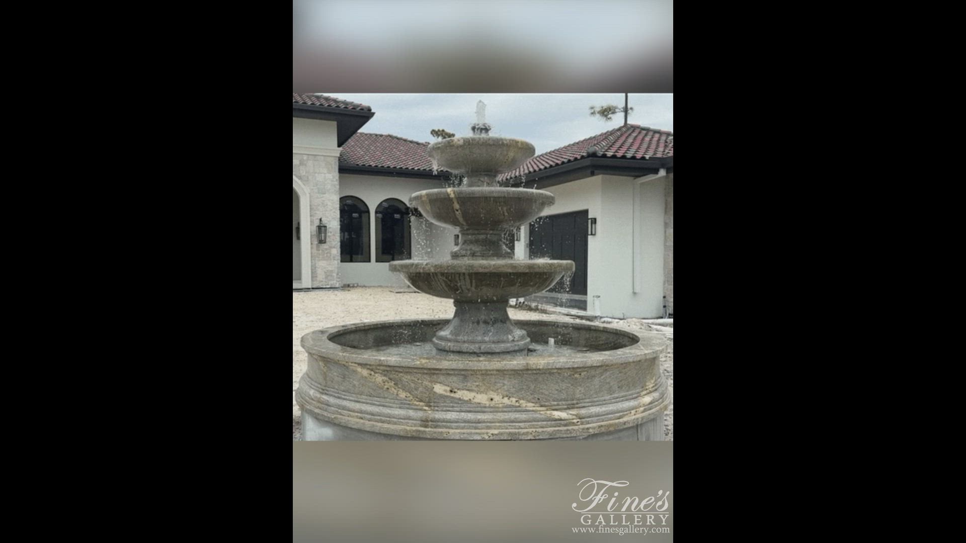 Three Tier Fountain in Antique Griggio Granite — Model MF-1639 — product video