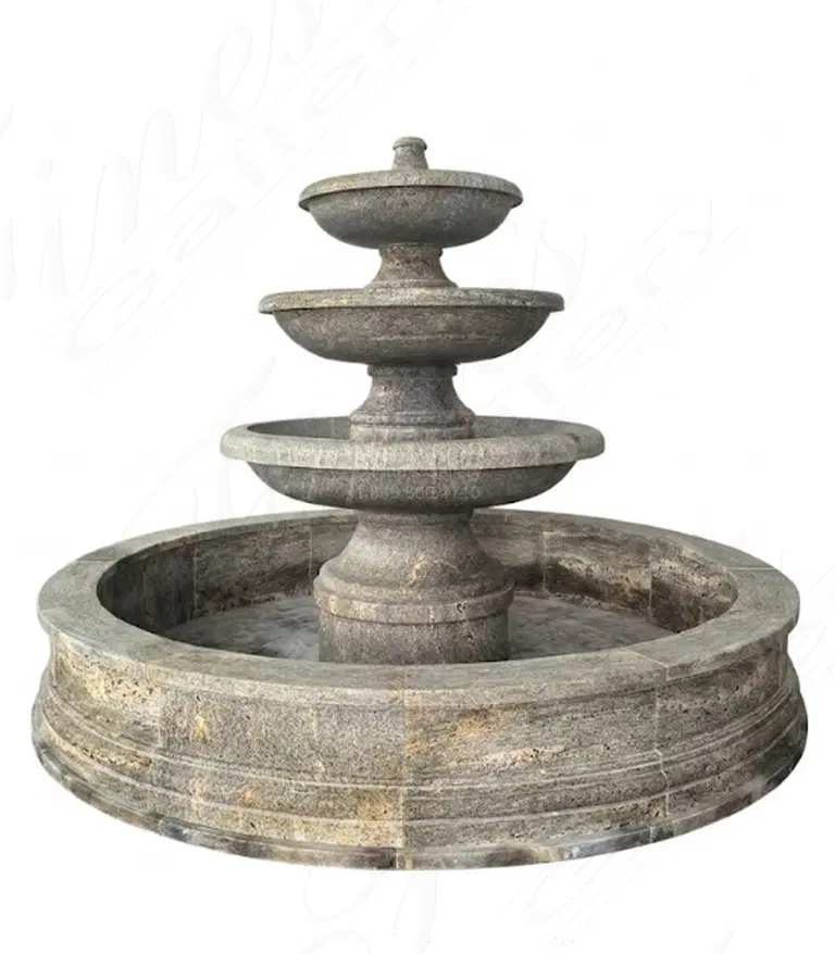 Three Tier Fountain in Antique Griggio Granite
