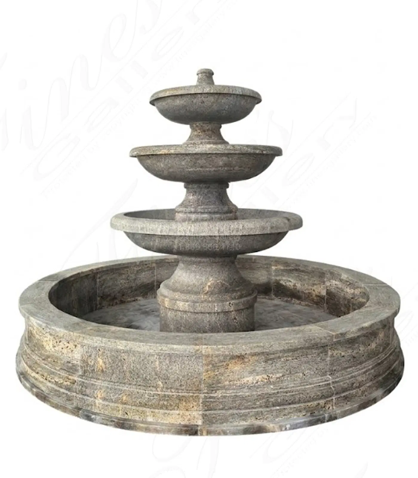 Three Tier Fountain in Antique Griggio Granite — Model MF-1639 — product video