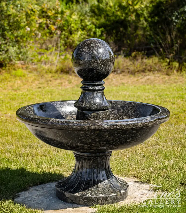 Contemporary Black Granite Sphere Fountain