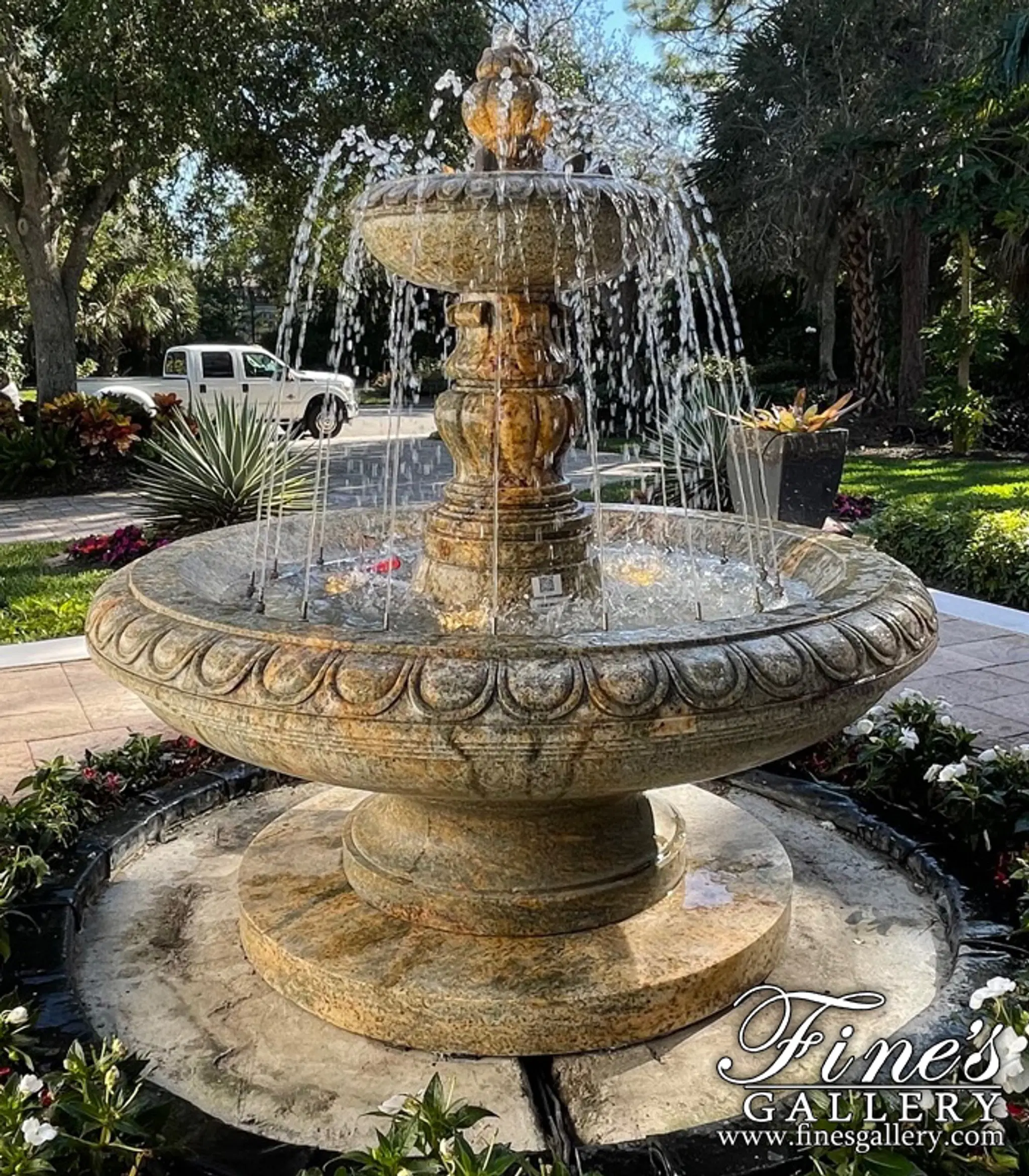 Earth Toned Granite Garden Fountain — Model MF-1704 — Hand-Crafted by Fine's Gallery